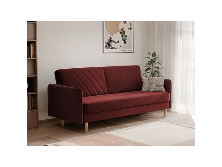 Canape Convertible COLETTE - 3 places - avec coffre de rangement - Moderne - Rouge