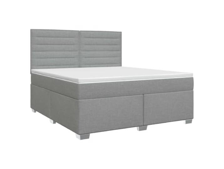 RJPLMFV Boxspringbett mit Matratze, Hellgrau, 140 x 200 cm, Stoff Kopfteil verstellbar 78/88 cm, Bezüge abnehmbar, waschbar, langlebige Federbasis