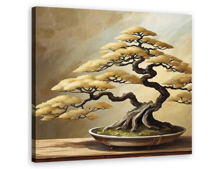 Feeby Wandbild bonsai baum japan, Beige, Baum/Pflanze/Natur, Rechteckig, 50x50 cm, Bilder & Rahmen, Bilder, Leinwandbilder