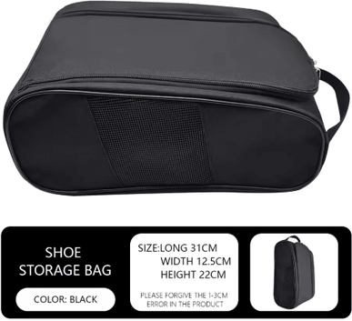 Inspire Picks Breathable Golf Shoe Bag Portable Sports Shoe Storage Bag With Carry Handle pure Black