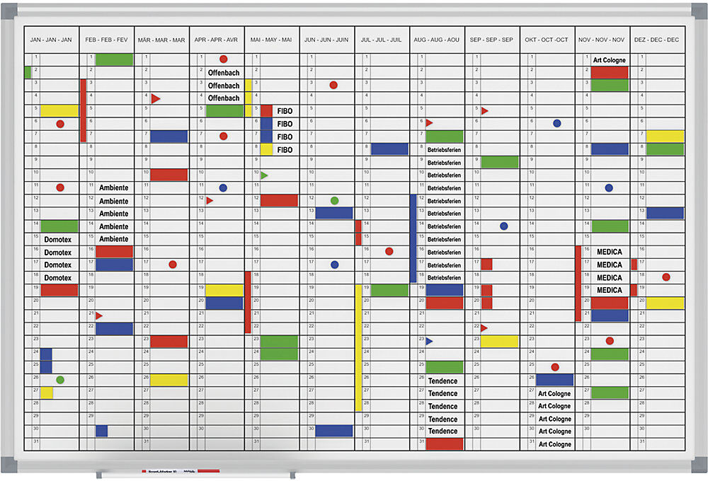 Plantafel MAULstandard, Monats-/Jahresplaner, kunststoffbeschichtet, Breite 900 mm MAUL