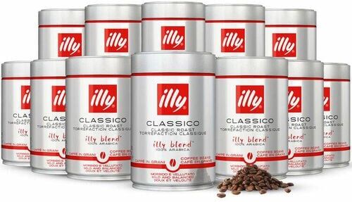 cafeIlly Illy - Espresso Classico - Kaffeebohnen In Der Dose 250 G X 12 - MaxiCoffee