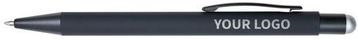 Stylo bille personnalisable avec toucher gomme Formentera caoutchouc métal aluminium argenté