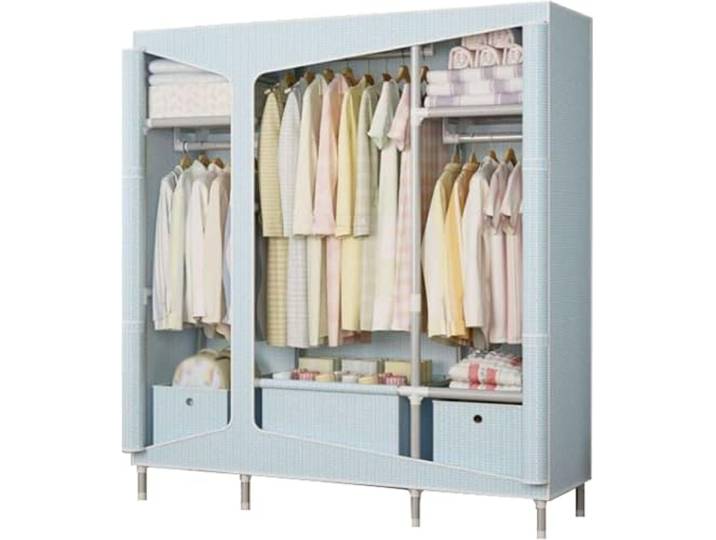 LoiYtrd Tragbarer Stoffschrank aus Stahl, stapelbar, Schlafzimmer(B,128cm)