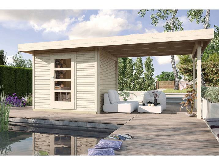 Weka Designhaus wekaLine 172 B2, mit Anbau und Einzeltür, natur
