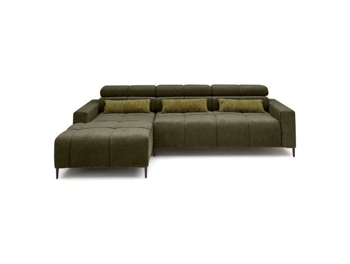 Trendstore Hilaria Ecksofa inkl. Kopfteilverstellung und Sitztiefenverstellung - Flow dunkelgrün - links Großzügiges Sofa in modernem Design, bequem gepolstert, mit komfortablen Funktionen automatische Sitztiefenverstellung, manuelle Kopfteilverstellung Modern