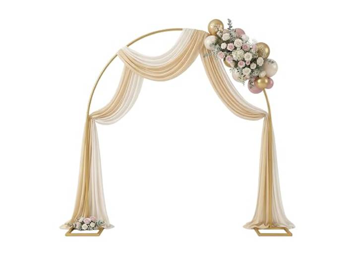 Relaxdays Arche à Ballons en métal dorée\, HxL 230x230 cm\, Fleurs pour mariage\, anniversaire\, fiançailles