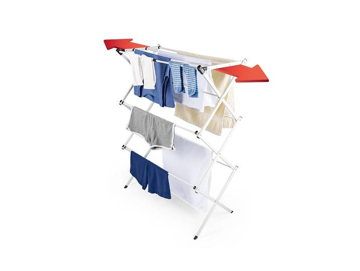 Turmwäscheständer EASYMAXX Wäscheständer Ausziehbar 0,75 m , weiss (weiß), B:37cm H:104cm T:75cm, Metall, Wäscheständer, Turmwäscheständer