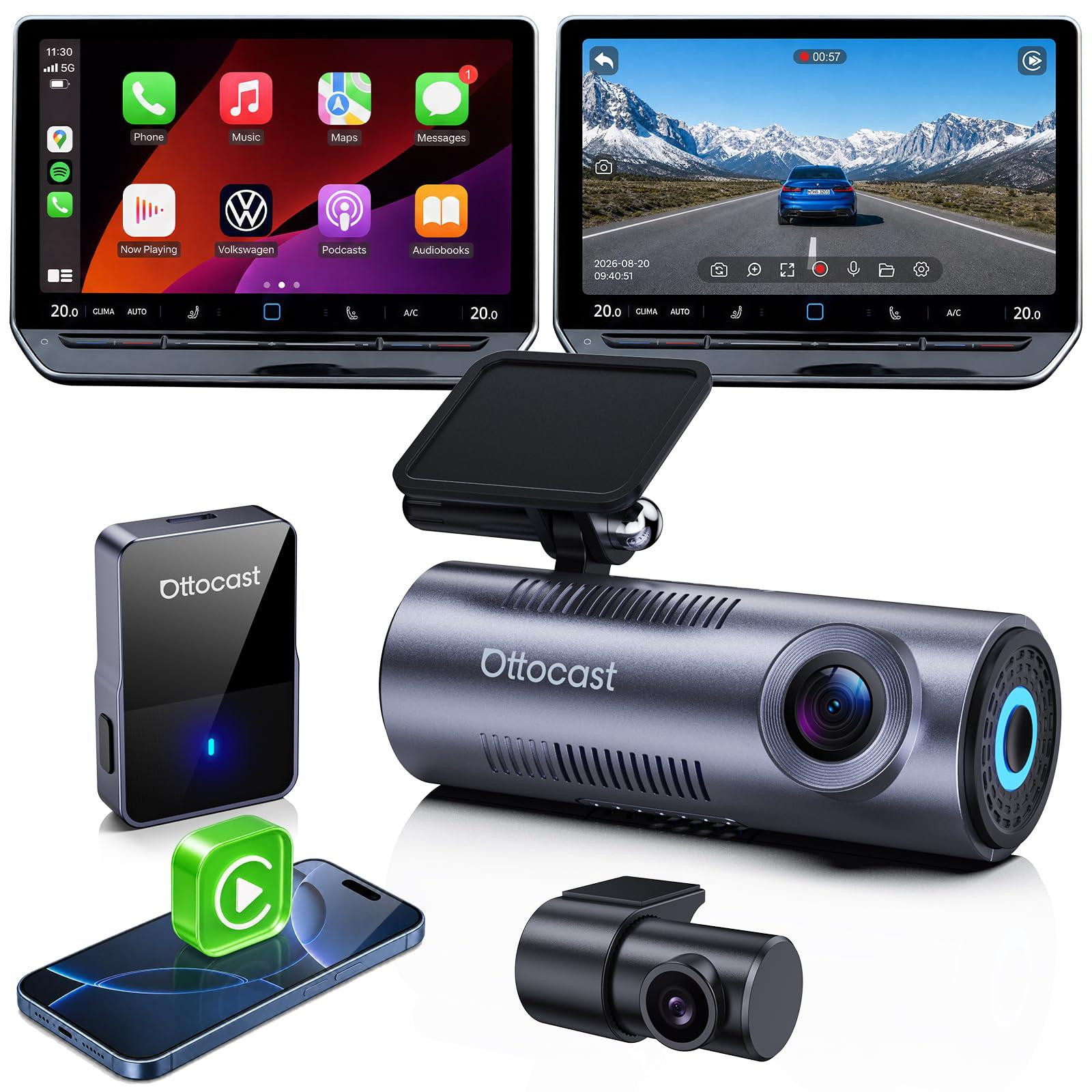 Selius 2-in-1 Draadloze CarPlay Adapter met Dashcam en 2K Opname