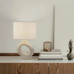 HOME DELUXE Große Tischlampe asymmetrisch LOLA - Beige