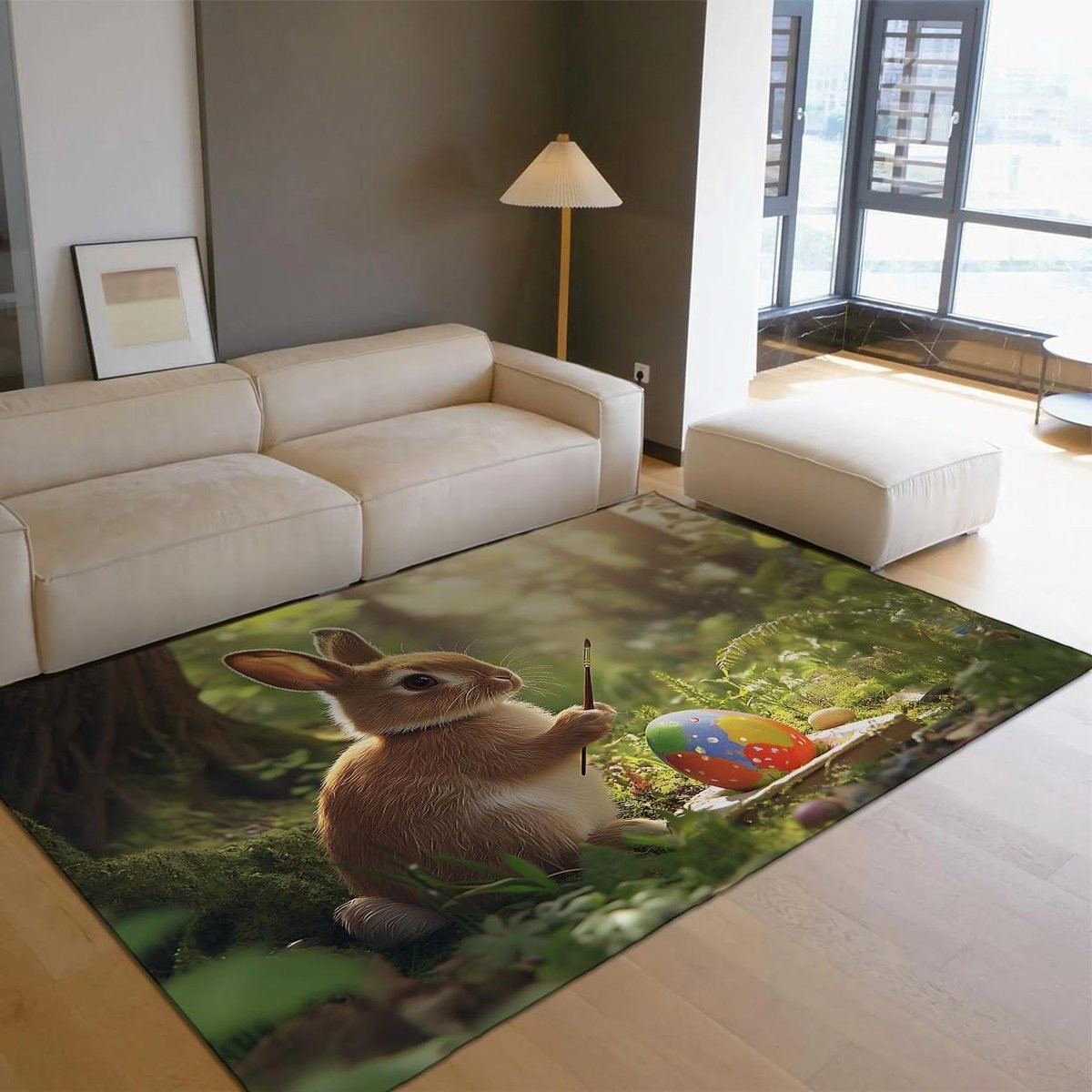 Kleurrijk Vloerkleed Magisch Bos - Rechthoekig Polyester Tapijt voor Woonkamer, Keuken of Kinderkamer