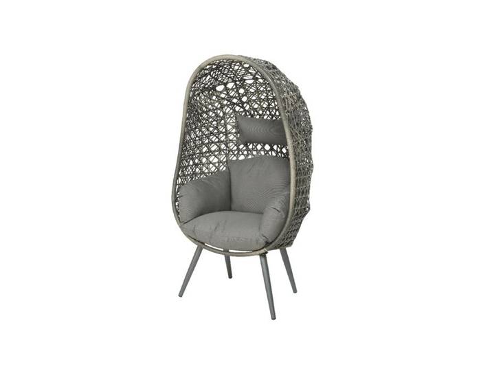 Fauteuil de jardin sur pieds œuf de jardin en résine tressée gris clair Palermo - Jardideco