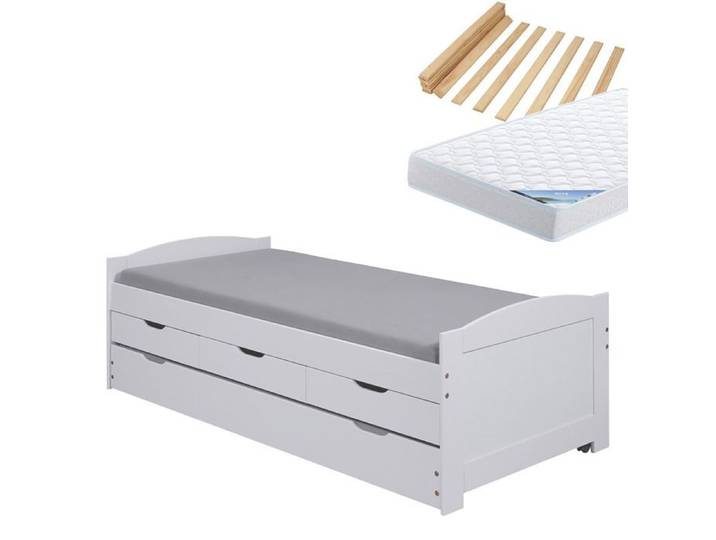 SYDNEY - Pack Lit à Tiroirs 90x190 + 1 Matelas Ibiza