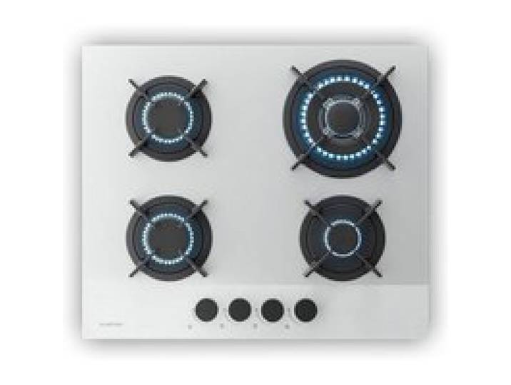 Velaire 60cm Plaque de Cuisson à Gaz 4 Feux Blanc