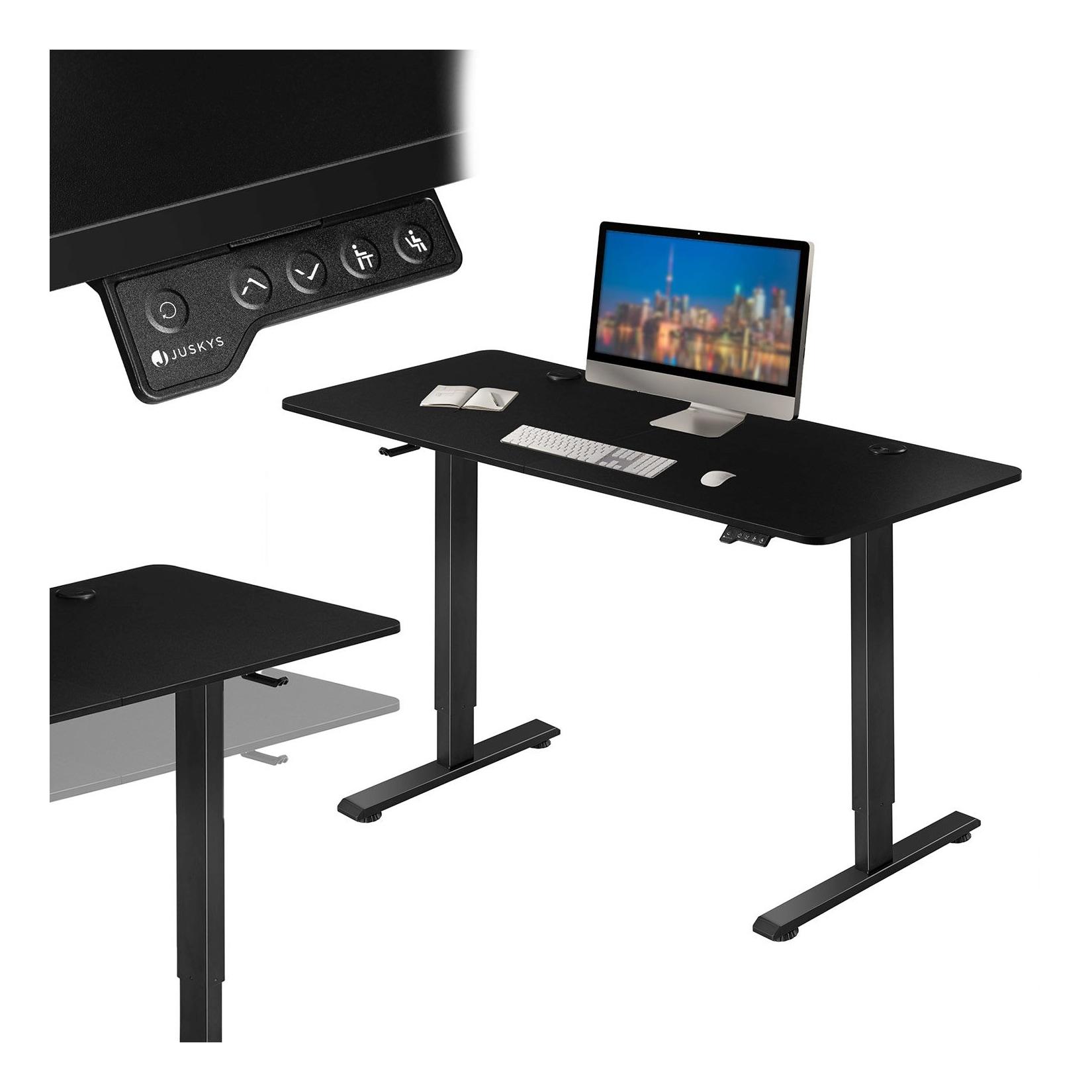 Juskys Höhenverstellbarer Schreibtisch Office Stand 140x60cm - elektrisch, Memory-Funktion - Schwarz