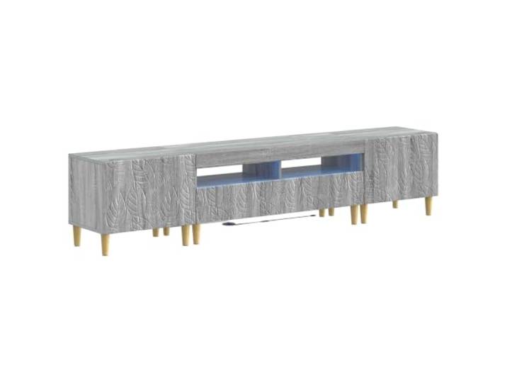 GKHPYURE TV-Schrank mit 3 LEDs, Sonoma, grau, aus technischem Holz Flexible LED-Streifenlichter, umkehrbare Türen mit 90°-Scharnieren, mehrere Fächer, 33 kg