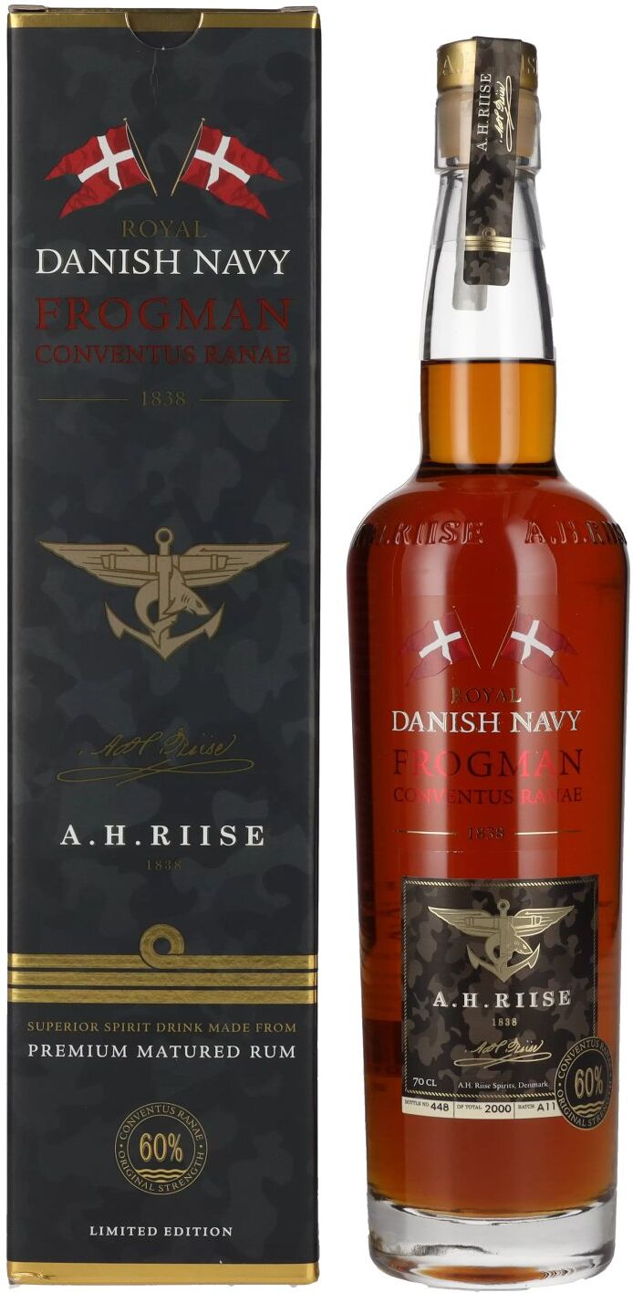 A.H. Riise Royal DANISH NAVY FROGMAN Conventus Ranae Superior Spirit Drink 60% Vol. 0,7l in Geschenkbox