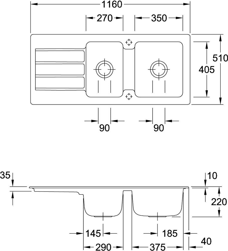 Villeroy & Boch 338001FU EB-SP Architectura 80 1160x510mm