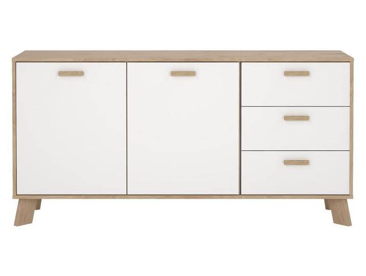 Ikast Sideboard 2 Türen, 3 Schubladen Eichen-Nachbildung, weiß.