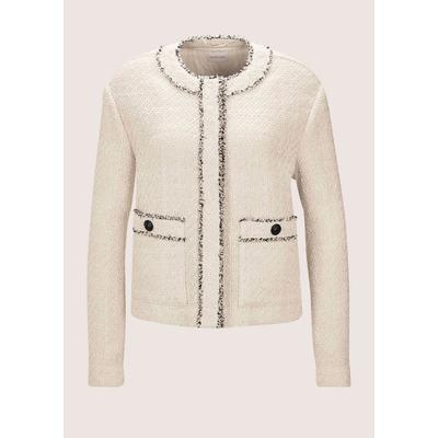 Jerseyblazer MADELEINE "Blazer Kurzblazer in Bouclé-Optik", Damen, Gr. 40, weiß (wollweiß, schwarz), Obermaterial: 100% Polyester PES., Modern, normal, Blazer