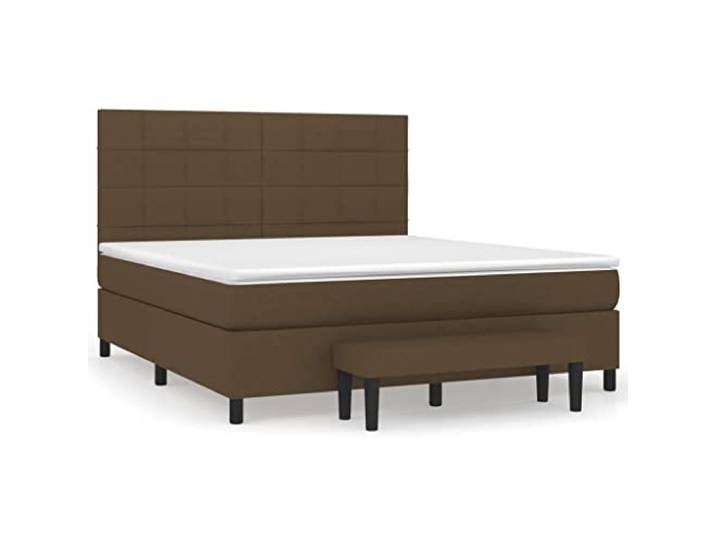 KKgypkn Boxspringbett mit Matratze 180x200 cm, Stoff Boxspringbett Dunkelbraun, höhenverstellbares Kopfteil, Taschenfederkernmatratze, mittelharte Unterstützung, hautfreundliche