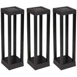 3x LED Solar Stecklampe Außenleuchte Balkonlampe Erdspieß Schwarz H 35,5 cm