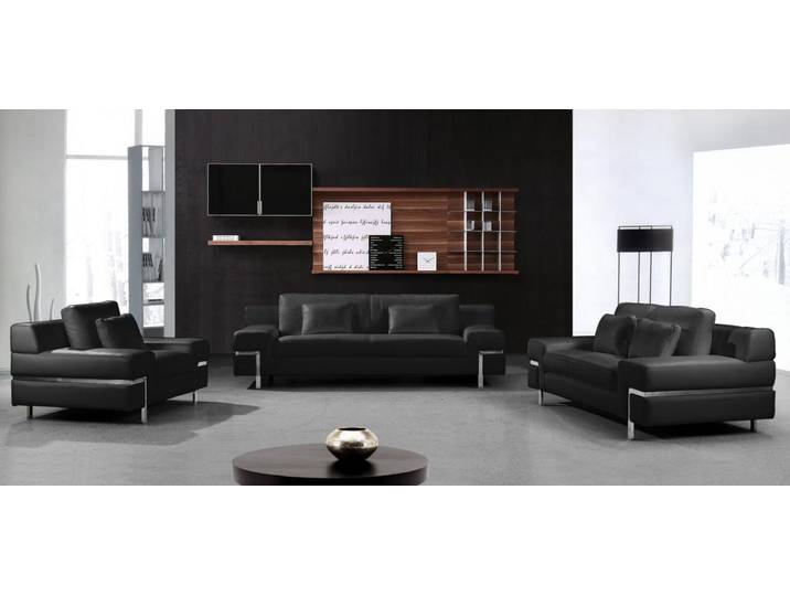 SOFORT LIEFERBAR XL Sofagarnitur Bormio 3/2/1 Leder Polstergarnitur SONDERPREIS schwarz