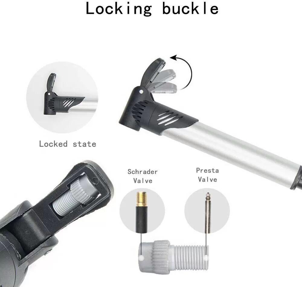 INF Mini Pompe à Vélo Portable Noire - Légère, Facile à Installer et Haute Résistance