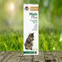 Doppelherz Malz Plus 2 x 100 g - Schnurren statt Spucken – natürlich gegen Haarballen