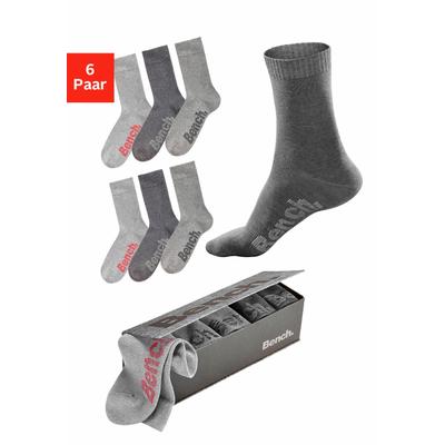 Socken BENCH. "Damen Herren Basic Socken für Freizeit und Alltag", Herren, Gr. 43-46, grau (grau, meliert), Baumwolle, Elasthan, Polyamid, unifarben, elastisch, Socken Socken-Set Socken Unterwäsche Strümpfe Lange Socke Multipacks Sockenbox, in der...