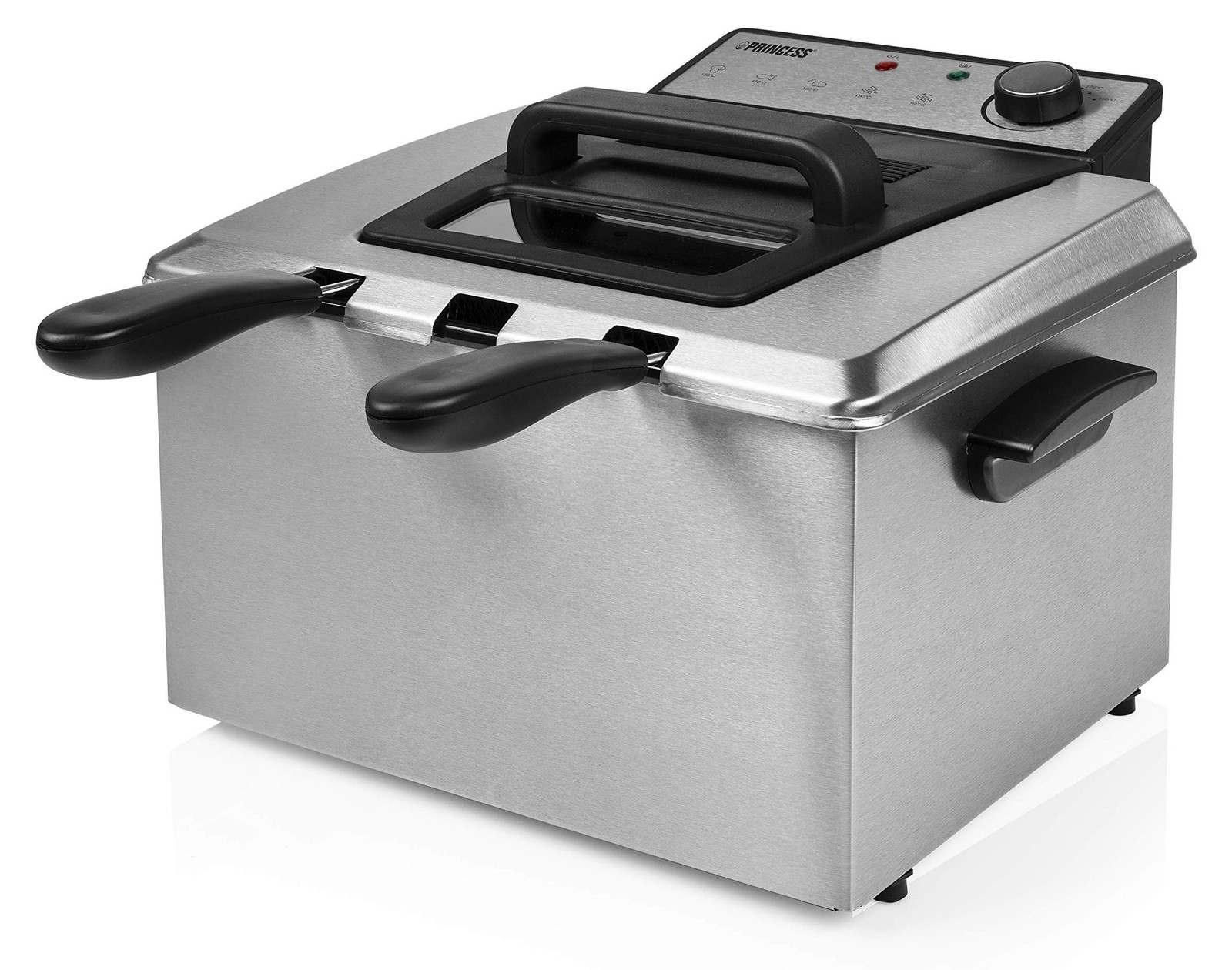 Princess 185000 Frituurpan met koude zone, 5 liter, zwart/zilver
