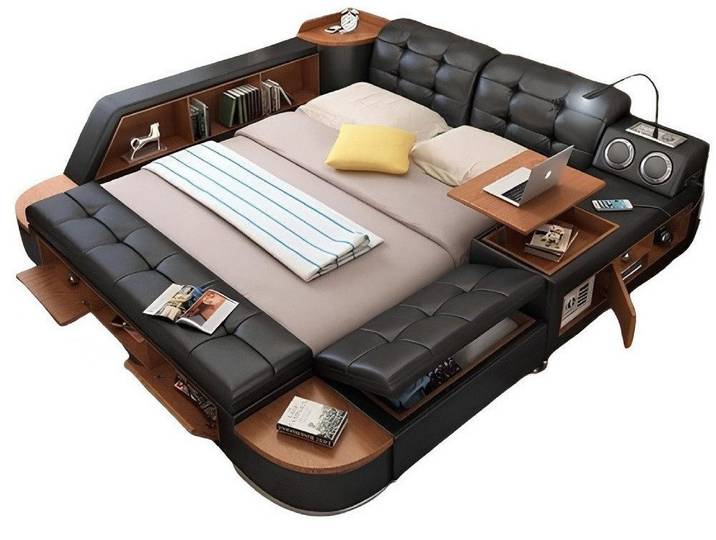 JVmoebel Multimediabett Multifunktions Polsterbett mit USB-Anschluss und Sound-System (1-tlg), Made in Europa