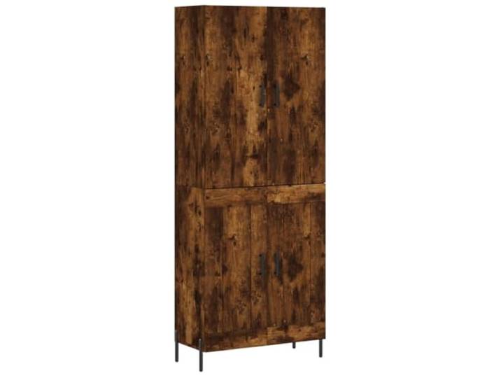 KKgypkn Highboard Räuchereiche 69,5x34x180 cm Holzwerkstoff Viel Stauraum, Metallfüße, mit Wandhalterung, für Wohnzimmer
