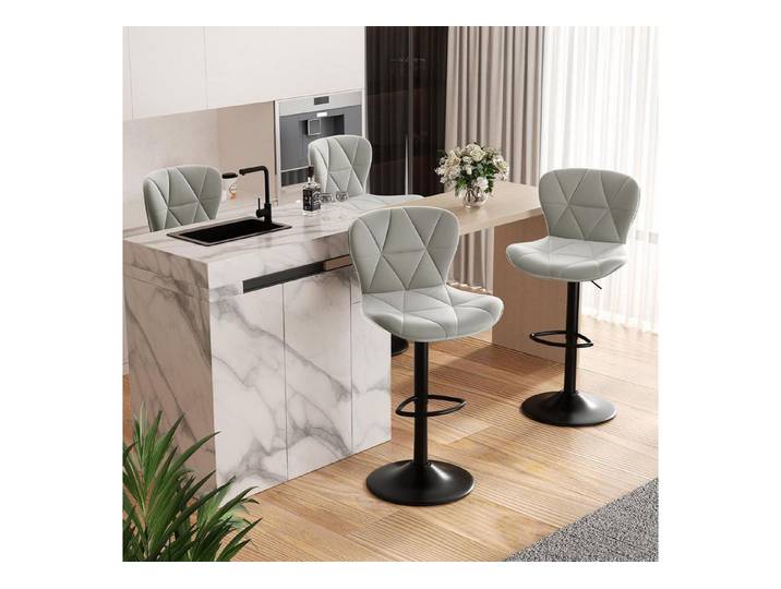 LuxusKollektion Barhocker Barhocker höhenverstellbar Rückenlehne drehbar 4er Set Hellgrau
