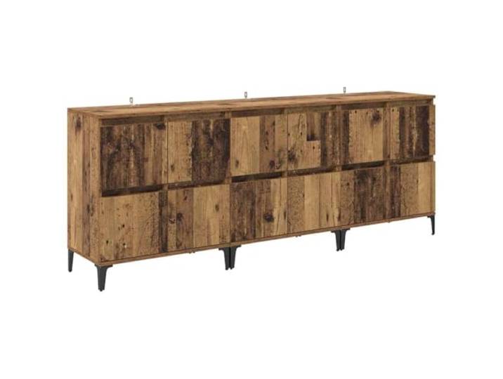 Fisinber Sideboard 3er Set Altholz-Optik 60x35x70 cm Holzwerkstoff Drei kompakte Anrichten fuer Wohnzimmer und Esszimmer bieten viel Stauraum hinter Tueren aus stabilem Holzwerkstoff.