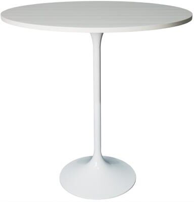 LeisureMod "Verve Modern Bar-Height 36"" Dining Table - Solid Wood Top Brushed Stainless Steel Base - Compact Small Space Table"