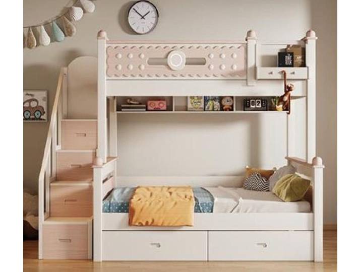 JVmoebel Etagenbett Hochbett aus Holz in Weiß mit stabilen Leitern und Absturzsicherungen (1-St), Made in Europa
