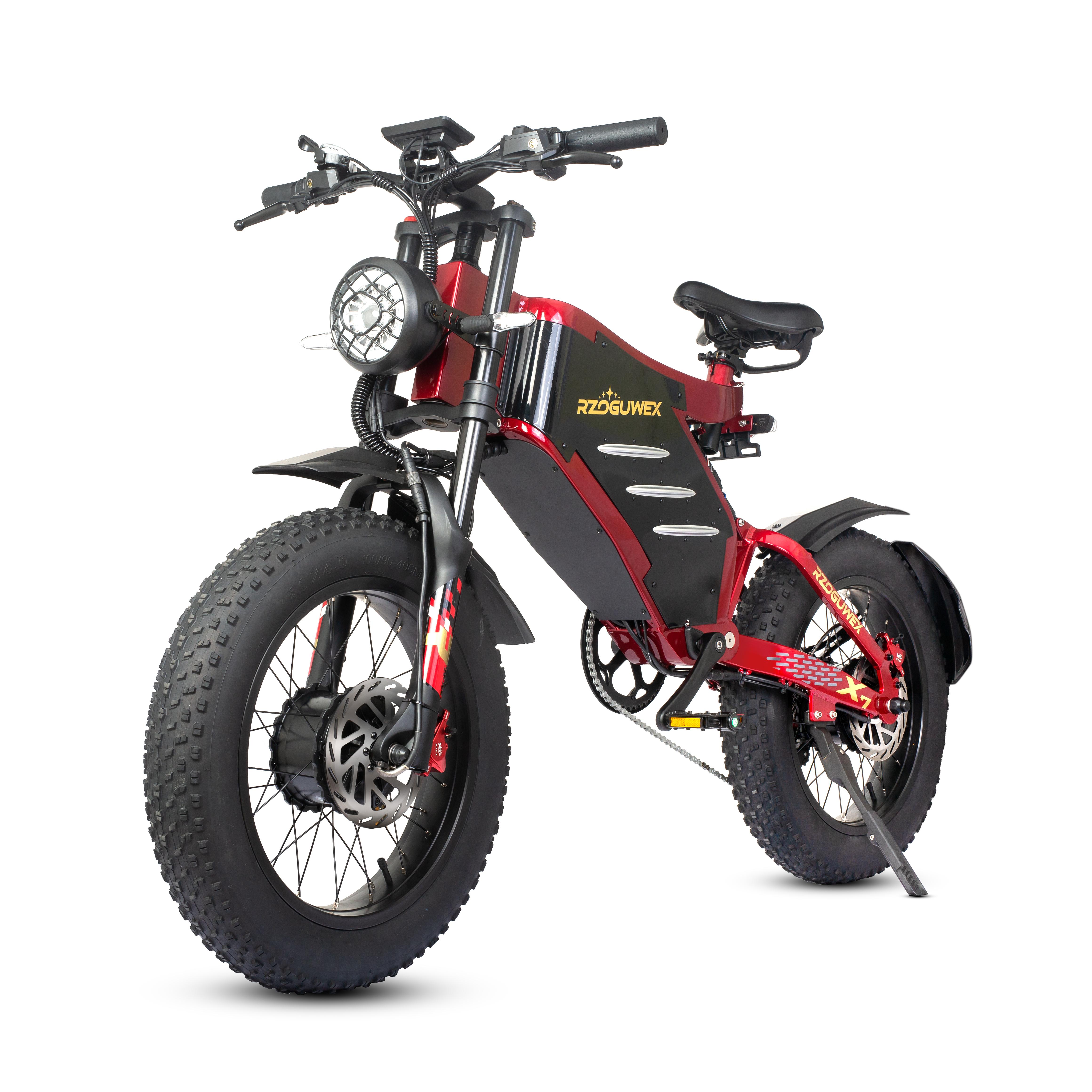 X7 Gelände-Fettreifen-Elektrofahrrad, 48 V / 30 Ah, hydraulische Scheibenbremsen, maximale Traglast 200 kg, 20-Zoll-Räder, rot