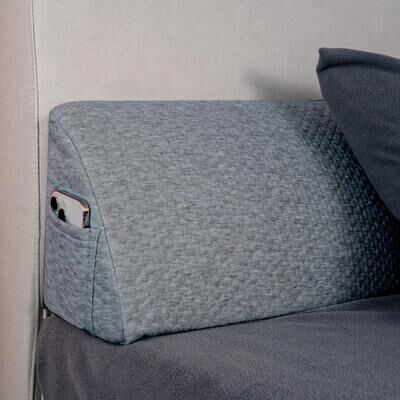 Uplifted Goods Memory Foam Bed Gap Filler Wedge Pillow With Side Pockets dark Grey 16x26x193cm