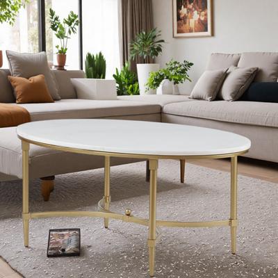 ZWYO HOSIMU "40.5"" Marble Coffee Table with Gold Metal Legs, Elegant Traditional Design, and Assembly Required"