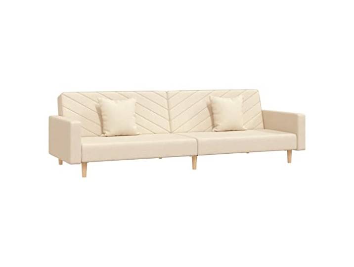 Todiikf Schlafsofa 2 Sitzer Klappbar Couch mit Bettfunktion Cremeweiß Flexible 2-in-1 Schlafgelegenheit für Gäste im Wohnzimmer, inklusive 2 Zierkissen und verstellbarer Rückenlehne.