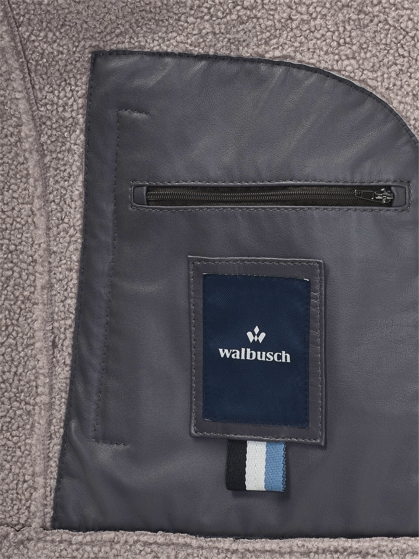 Walbusch Lederblouson mit Kunstfell, normale Größen, Farbe Schwarz, 25, edles Ziegenvelours innen warmer Webpelz (Kunstfell) Herren