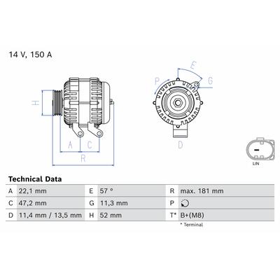 BOSCH Generator 0 986 085 230 für LAND ROVER