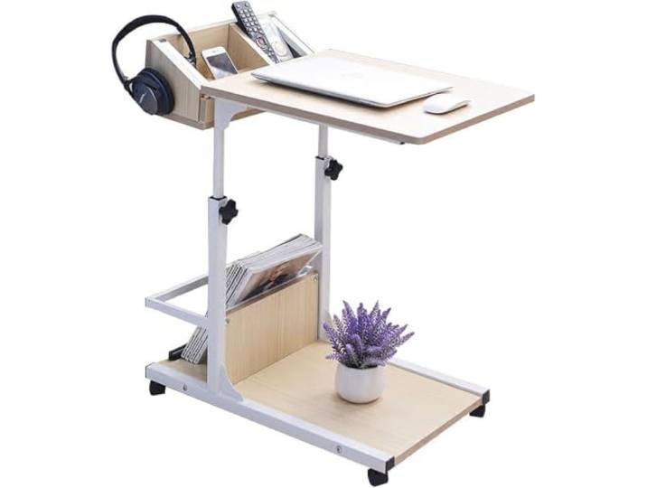 Höhenverstellbarer Betttisch Rollen Tragbarer Rollender Stehschreibtisch For Schlafsofa Und Heimbüro(A)