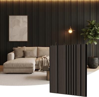 Hochwertiges "4 Pcs 24"" x 24"" Slat MDF Decorative Wall Paneling for Interior Cover 15.5 Sq. Ft."