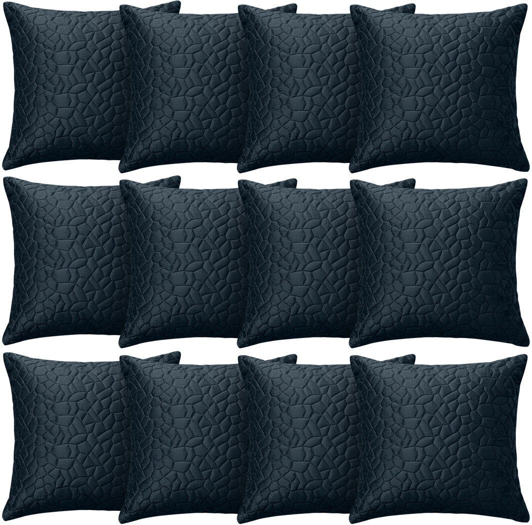 Aspire Homeware Geometric Square Velvet Cushion Covers Navy Pack of 12