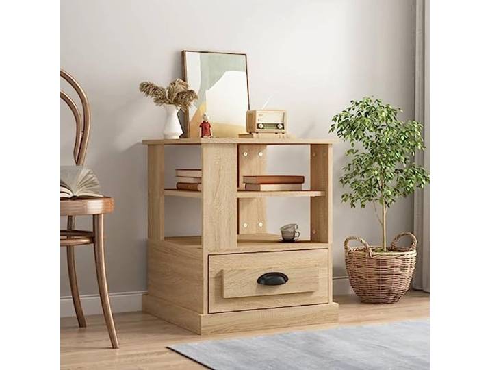 KLGBNCVE Beistelltisch Sonoma-Eiche 50x50x60 cm Holzwerkstoff Seitentisch Glatte Oberfläche, feuchtigkeitsbeständig, stabile Konstruktion, vielseitig nutzbar, einfache Montage
