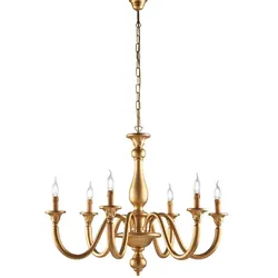 Bonetti Illumina Lucca - Kronleuchter aus Holz in Antikgold 6 Lichter 129 - Ø86 - BL271-6-OR