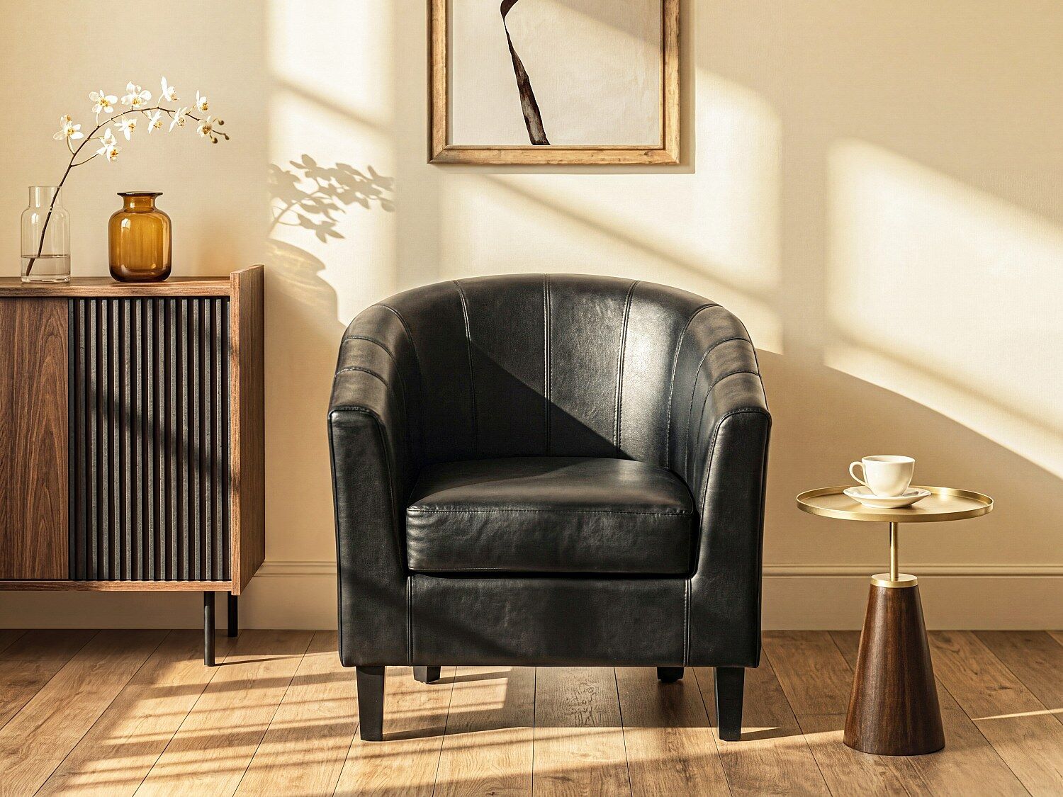 Vente-unique Fauteuil van kunstleer CRISTOBAL - Zwart