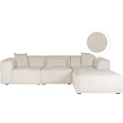 ECKSOFA Cord Cremeweiß rechtsseitig Dolva